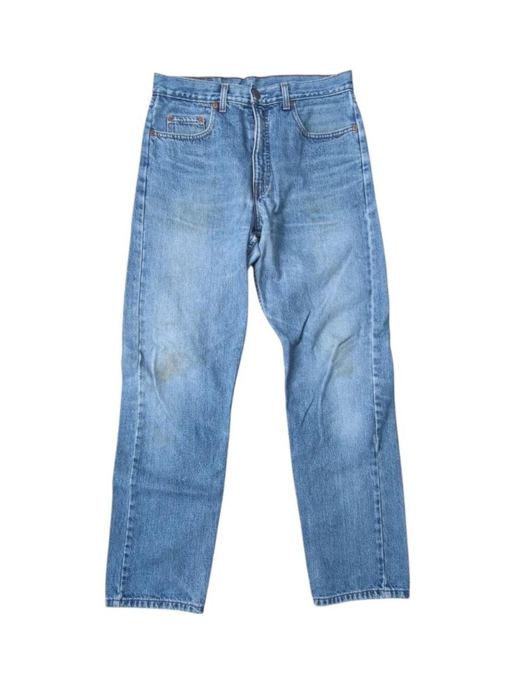 Vintage Levi's 615 Orange Tab Medium Wash Jeans Distressed Faded Size 32 Waist